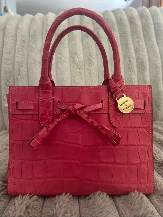 Dooney & Bourke Handbags - Dooney & Bourke Pink Embossed Croc Leather Small Satchel - Rare - made in Italy